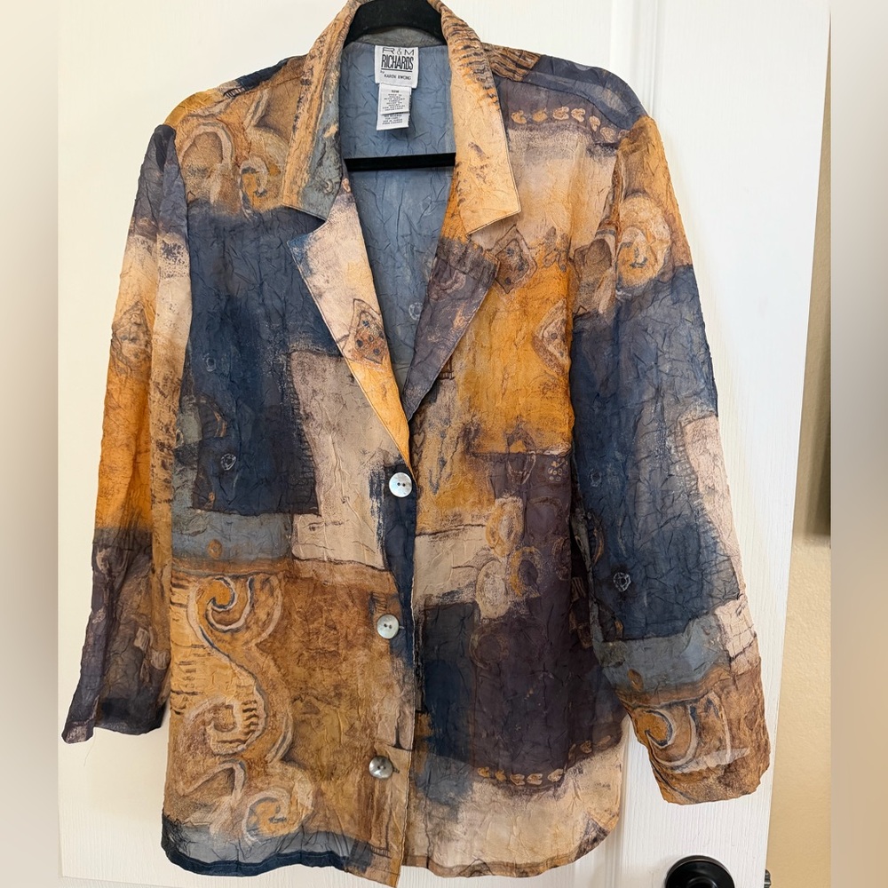 R & M Richards Multicolor Sheer Artistic Blazer Size 18